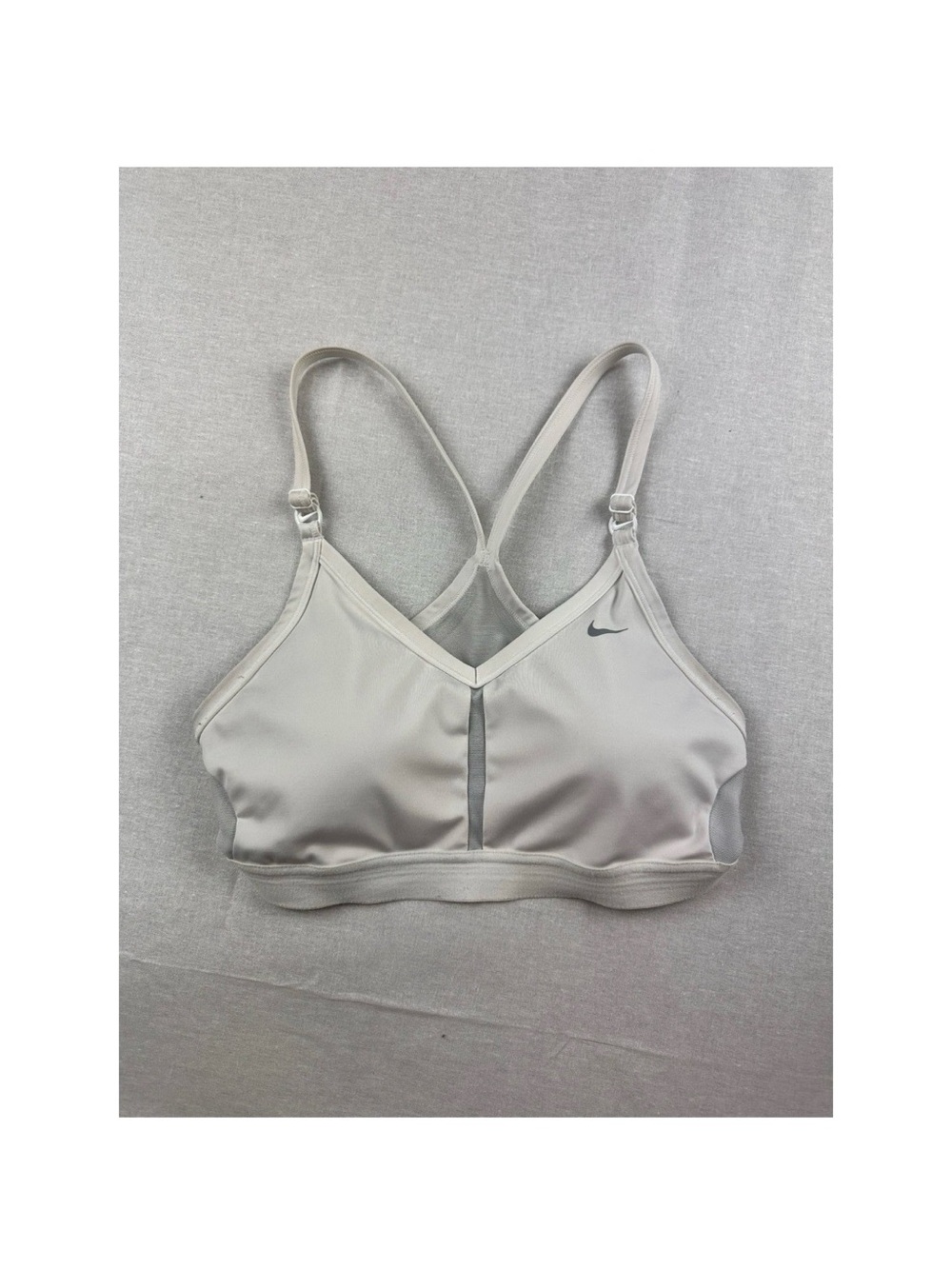 Nike Dri-FIT Indy Light Support Sports Bra Grey Mesh Racerback Womens Large